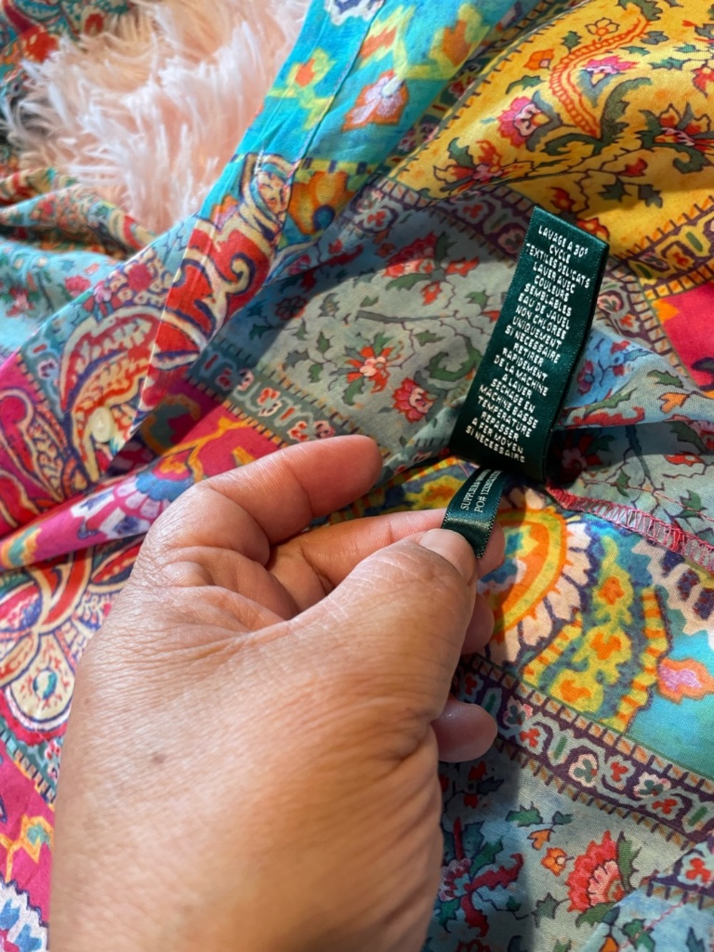 Ralph Lauren Multicolor Paisley Print Button-Up Shirt - Turquoise & Fuchsia - Picture 4 of 6